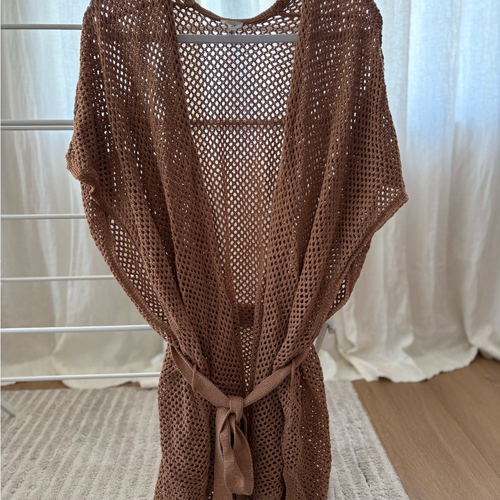 Aerie Tan Knit Beach Coverup
